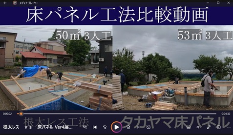 根太レスVS床パネルシステムとの施工比較動画